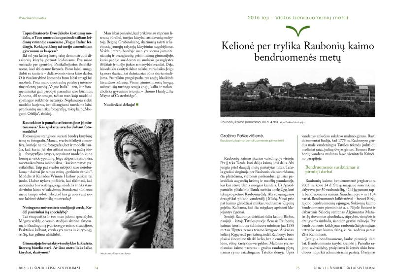 Šiaurietiški atsivėrimai : Pasvalio krašto istorijos ir kultūros žurnalas 2016, nr. 1 (40)