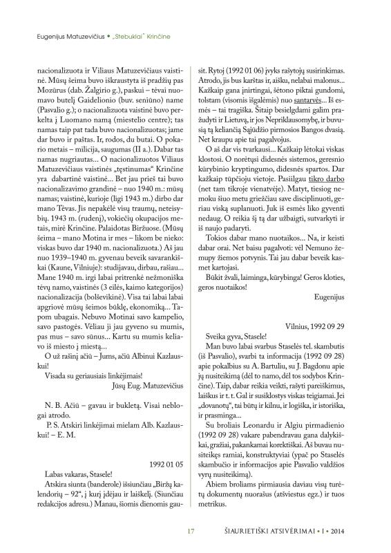 Šiaurietiški atsivėrimai : Pasvalio krašto istorijos ir kultūros žurnalas 2014, nr. 1 (36)