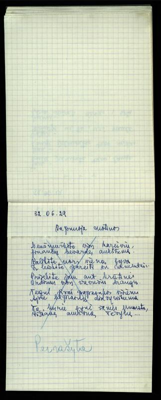 Poeto Jono Vytauto Nistelio eilėraščių sąsiuvinis