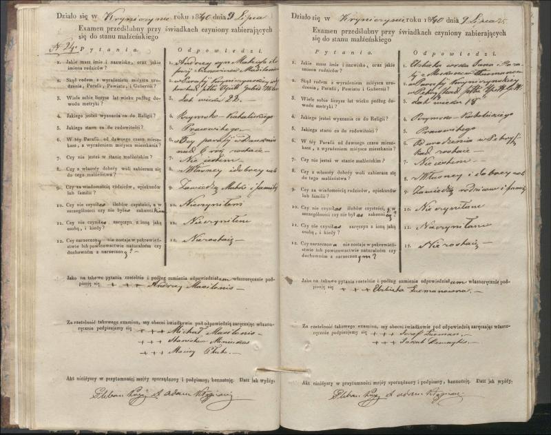 Krinčino Romos katalikų parapijos bažnyčios 1840–1844 metų priešjungtuvinės apklausos knyga