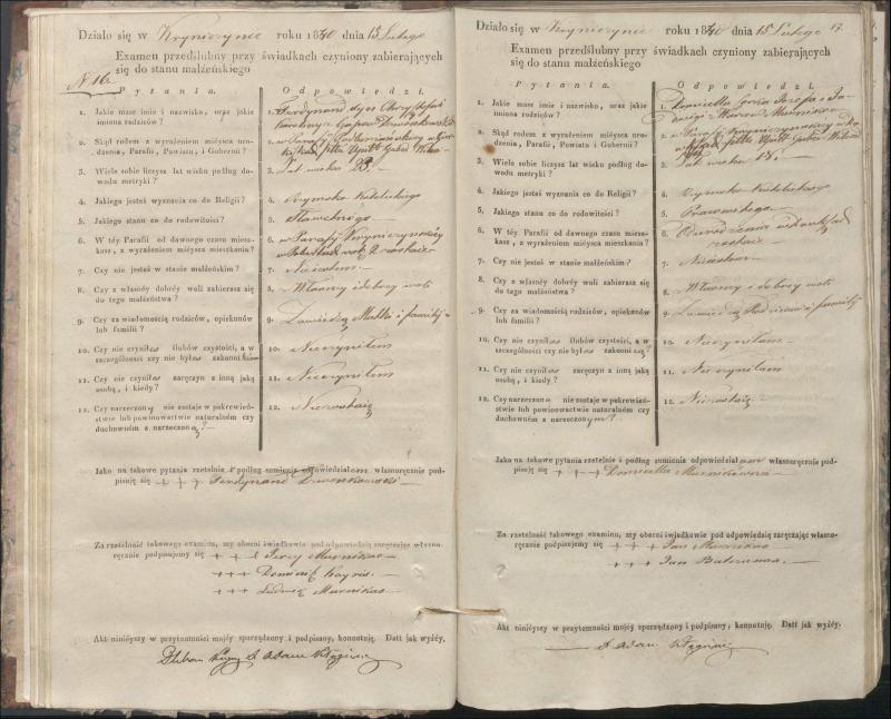 Krinčino Romos katalikų parapijos bažnyčios 1840–1844 metų priešjungtuvinės apklausos knyga