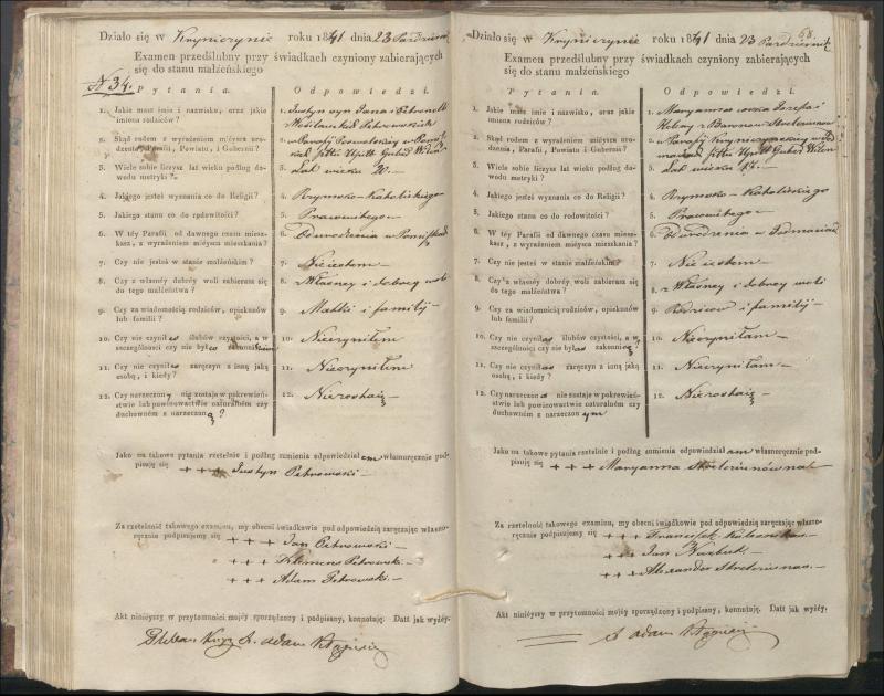 Krinčino Romos katalikų parapijos bažnyčios 1840–1844 metų priešjungtuvinės apklausos knyga