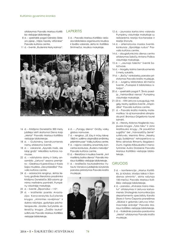 Šiaurietiški atsivėrimai : Pasvalio krašto istorijos ir kultūros žurnalas 2014, nr. 2 (37)