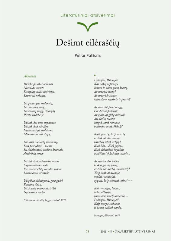 Šiaurietiški atsivėrimai : Pasvalio krašto istorijos ir kultūros žurnalas 2015, nr. 2 (39)