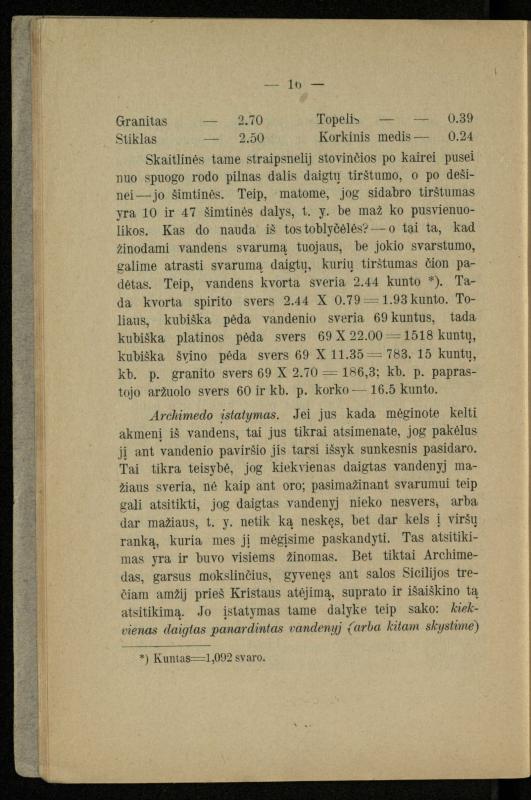 Populiariškas rankvedis fyzikos / parašė P. Neris. – Vilnius: „Vilniaus žinių“ [išleid. ir] sp., 1905. – 100 p.