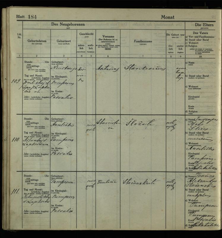 Pumpėnų Romos katalikų parapijos bažnyčios 1916–1921 metų krikšto metrikų knyga