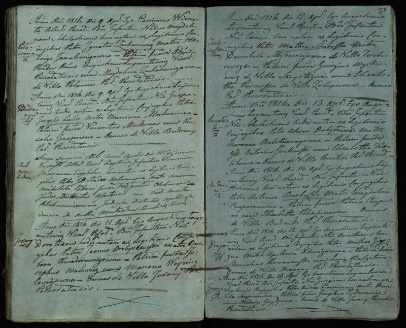 Pušaloto Romos katalikų parapijos bažnyčios 1814–1822 metų krikšto metrikų knyga