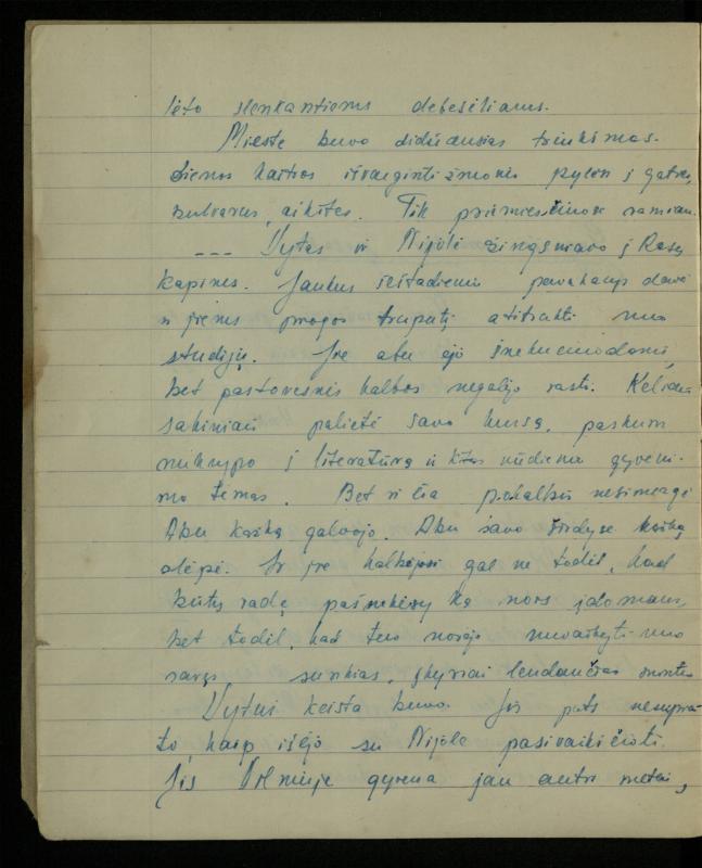 Žurnalisto, literato, vertėjo Kazimiero Pūro kūrybos I sąsiuvinis. Apsakymas (autobiografinė impresija), 1950 m.