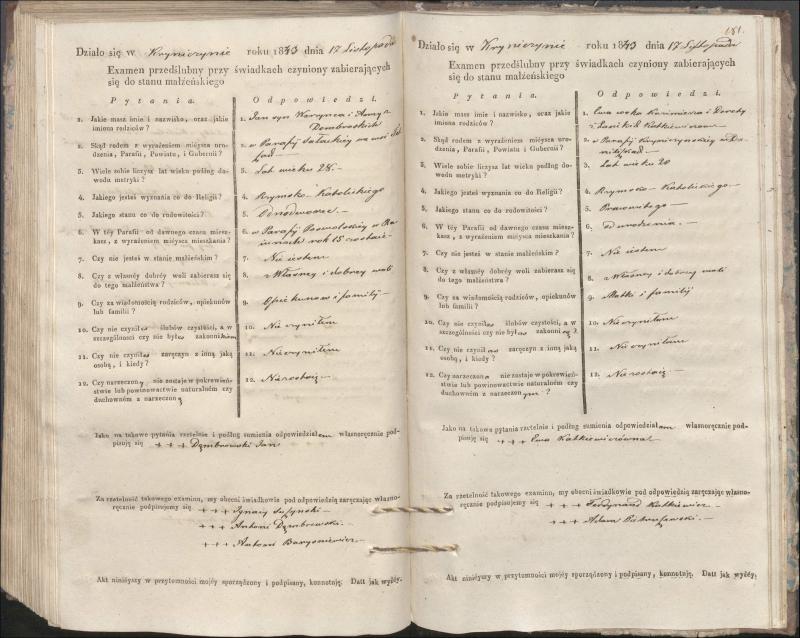 Krinčino Romos katalikų parapijos bažnyčios 1840–1844 metų priešjungtuvinės apklausos knyga