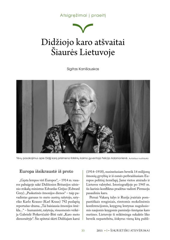 Šiaurietiški atsivėrimai : Pasvalio krašto istorijos ir kultūros žurnalas 2015, nr. 1 (38)
