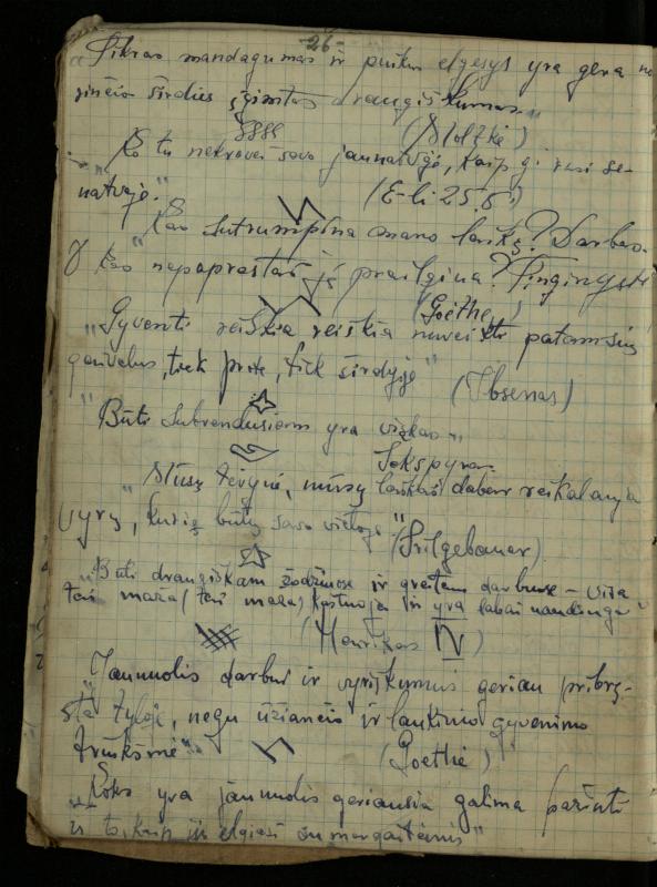 Žurnalisto, literato, vertėjo Kazimiero Pūro sąsiuvinis „Perskaitytų knygų ištraukos, mintys ir mano paties kūryba“