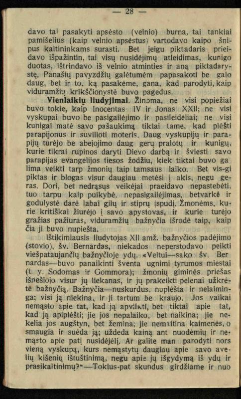 Viduramžių bažnyčios vaizdas / (historiškas piešinėlis Li); sutrumpino ir sulietuvino kun. Jonas Šepetys. – [S.l.]: [s.n.], 1912 (Vilnius: M. Kuktos sp.). – 31 p.