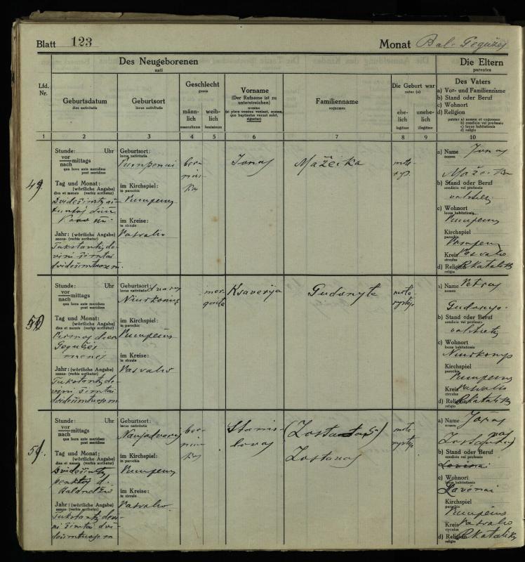 Pumpėnų Romos katalikų parapijos bažnyčios 1916–1921 metų krikšto metrikų knyga