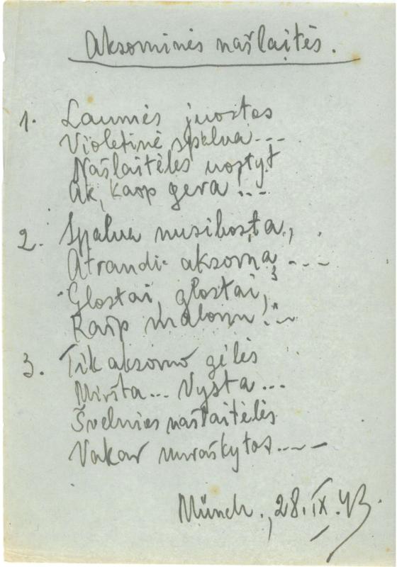 Rašytojo, savaitraščio „Tėviškės Žiburiai“ redaktoriaus Česlovo Senkevičiaus pavieniai eilėraščiai. 1943–1949 m.