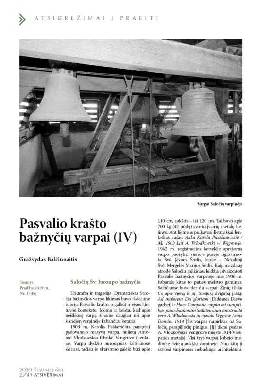 Šiaurietiški atsivėrimai : Pasvalio krašto istorijos ir kultūros žurnalas 2020, nr. 2 (49)