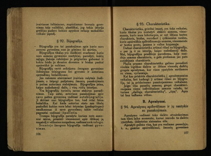 Literatūros teorija : vadovėlis aukštesniosioms mokykloms / K. Bizauskas. – 3 -ias leid. – Kaunas, 1922. – 199 p.