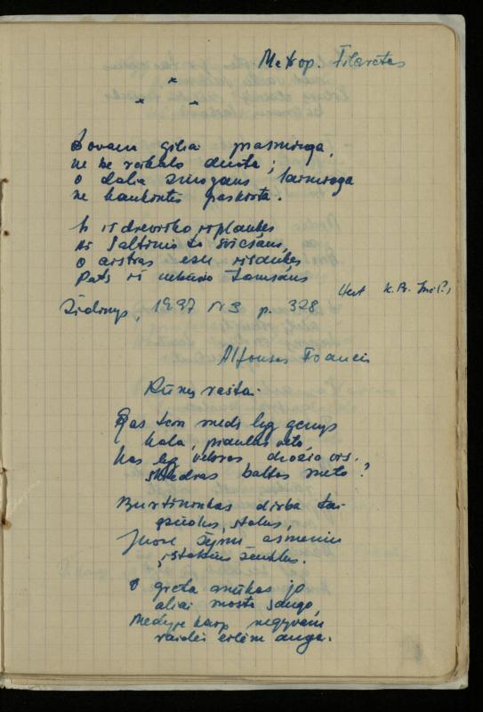 Žurnalisto, literato, vertėjo Kazimiero Pūro „Išrašai poezijos posmų iš tarpukario metų spaudos ir knygų“