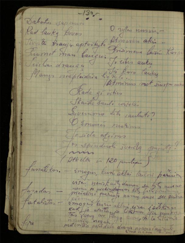 Žurnalisto, literato, vertėjo Kazimiero Pūro sąsiuvinis „Perskaitytų knygų ištraukos, mintys ir mano paties kūryba“