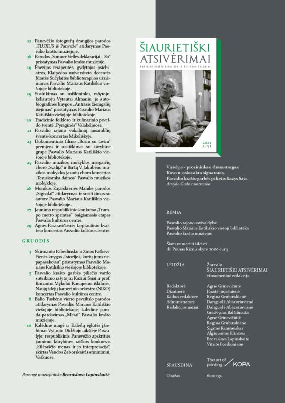 Šiaurietiški atsivėrimai : Pasvalio krašto istorijos ir kultūros žurnalas 2021, nr. 2 (51)