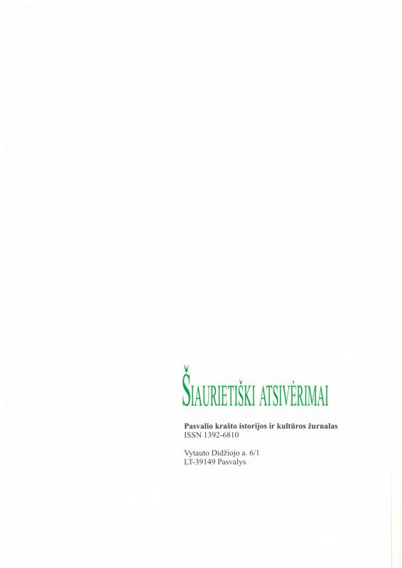 Šiaurietiški atsivėrimai : Pasvalio krašto istorijos ir kultūros žurnalas 2012, nr. 2 (33)