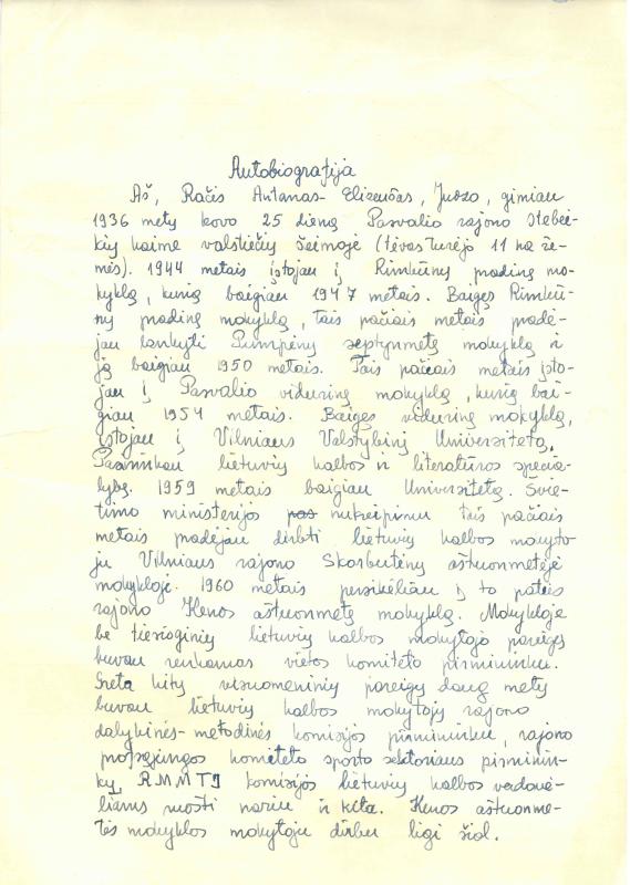 Lietuvių filologo, „Visuotinės lietuvių enciklopedijos“ vyriausiojo redaktoriaus, vertėjo, žurnalisto Antano Elizeušo Račio autobiografija