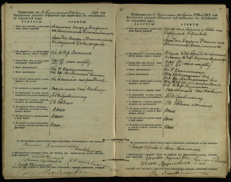 Pušaloto Romos katalikų parapijos bažnyčios 1904–1917 metų priešjungtuvinės apklausos knyga