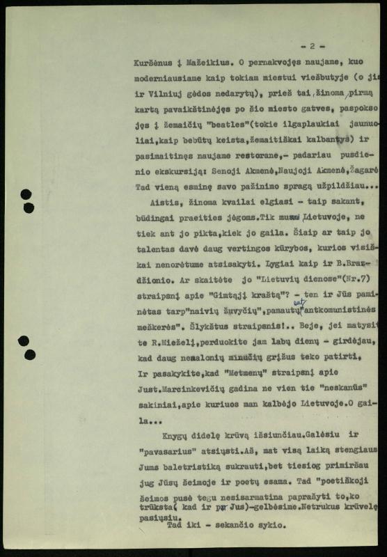 Žurnalisto Vytauto Kazakevičiaus ir rašytojų Mariaus Katiliškio, Zinaidos Nagytės-Katiliškienės korespondencija. 1966–1984 m.