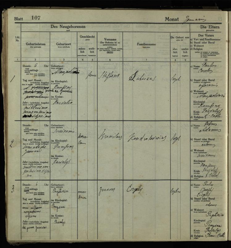 Pumpėnų Romos katalikų parapijos bažnyčios 1916–1921 metų krikšto metrikų knyga