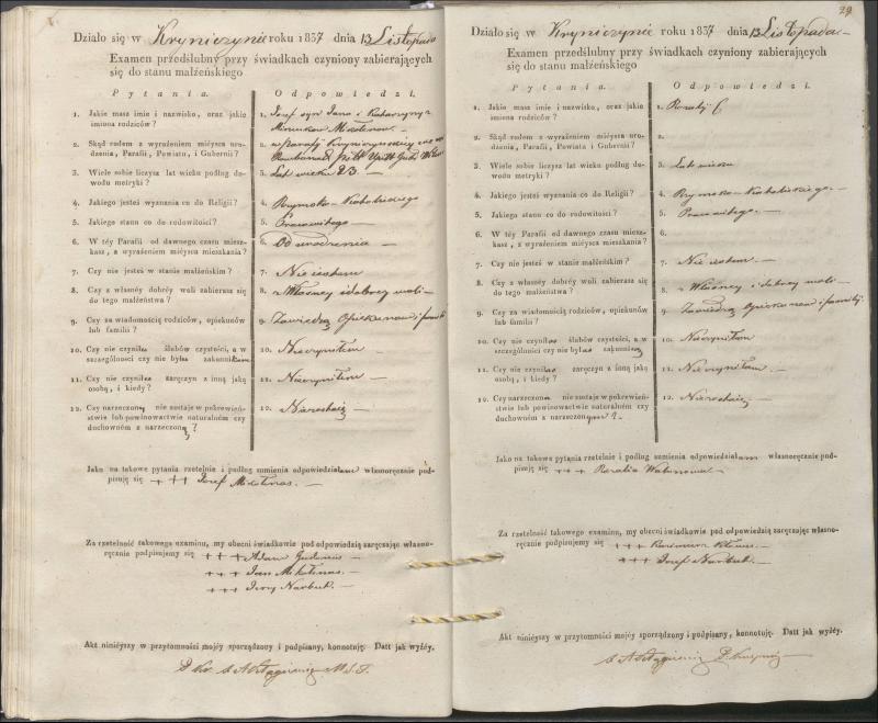 Krinčino Romos katalikų parapijos bažnyčios 1837–1839 metų priešjungtuvinės apklausos knyga