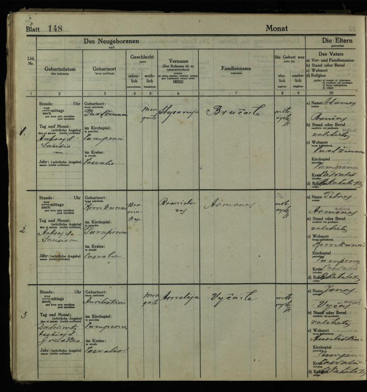 Pumpėnų Romos katalikų parapijos bažnyčios 1916–1921 metų krikšto metrikų knyga