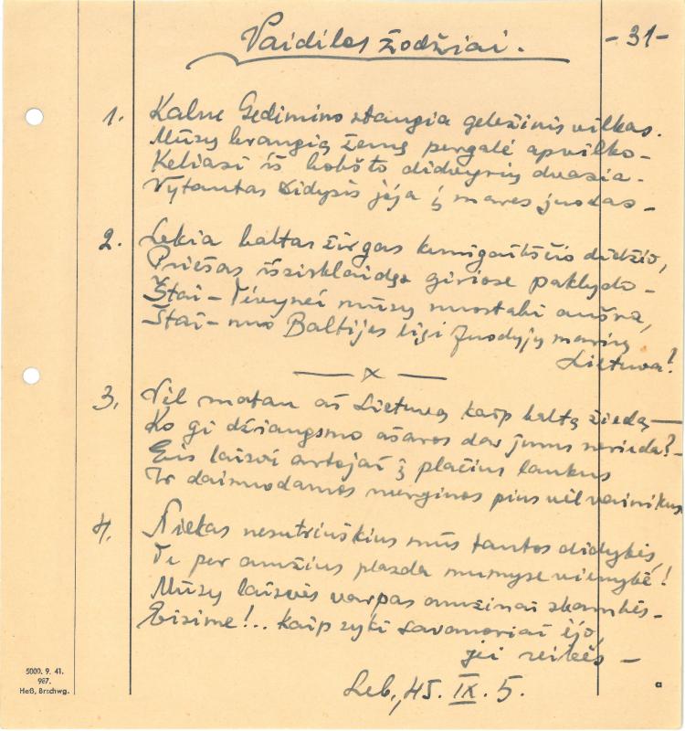 Rašytojo, savaitraščio „Tėviškės Žiburiai“ redaktoriaus Česlovo Senkevičiaus eilėraščiai. 1944–1946 m.