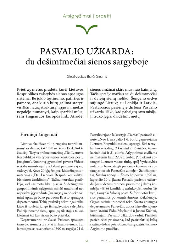 Šiaurietiški atsivėrimai : Pasvalio krašto istorijos ir kultūros žurnalas 2015, nr. 1 (38)