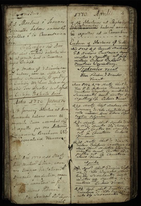 Vaškų (Konstantinavo) Romos katalikų parapijos bažnyčios 1763–1804 metų mirties metrikų knyga