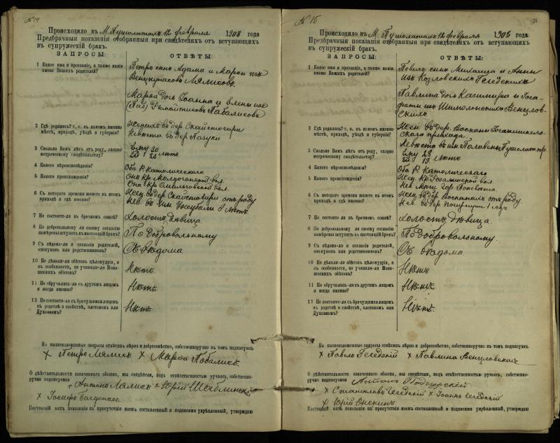 Pušaloto Romos katalikų parapijos bažnyčios 1904–1917 metų priešjungtuvinės apklausos knyga