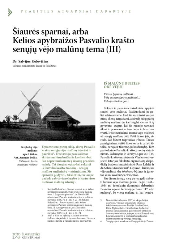 Šiaurietiški atsivėrimai : Pasvalio krašto istorijos ir kultūros žurnalas 2020, nr. 2 (49)