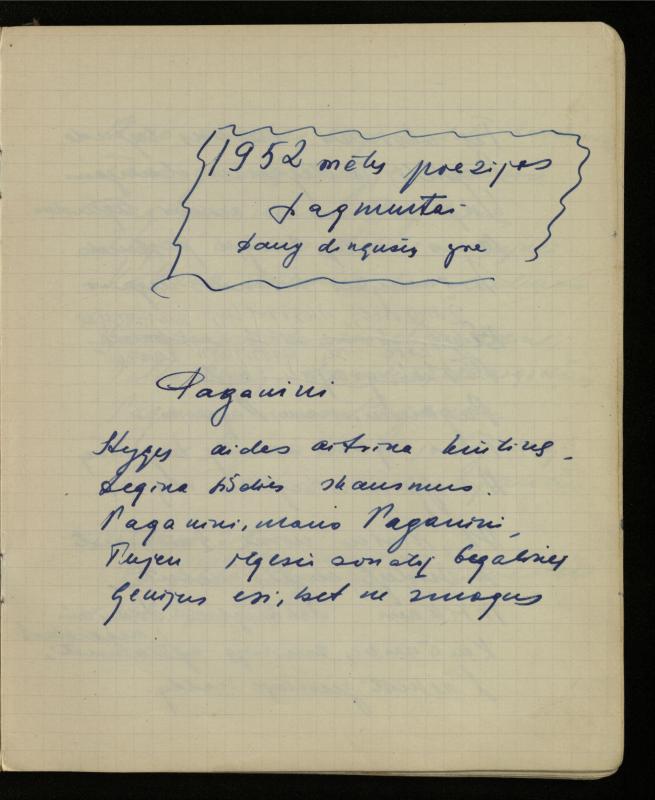 Žurnalisto, literato, vertėjo Kazimiero Pūro kūrybos V sąsiuvinis. Eilėraščiai, 1951–1952 m.