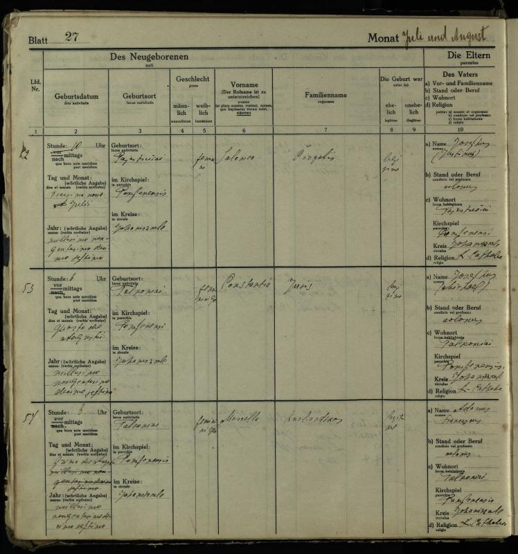 Pumpėnų Romos katalikų parapijos bažnyčios 1916–1921 metų krikšto metrikų knyga