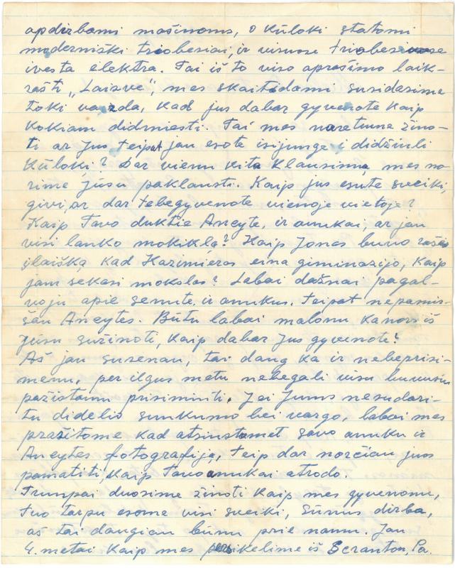 Kazio Balčiūno (slapyv. K. Chesek) laiškas  artimiesiems. 1953 m. kovo 30 d.