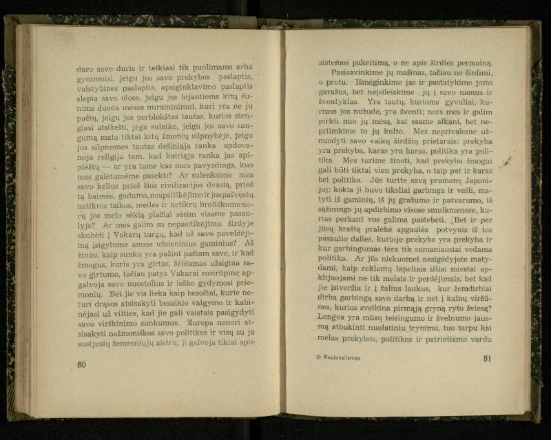 Nacionalizmas: nacionalizmas Vakaruose; Nacionalizmas Japonijoj; Nacionalizmas Indijoj / Rabindranath Tagore. – Kaunas: [s.n.], 1937. – 122, [2] p.