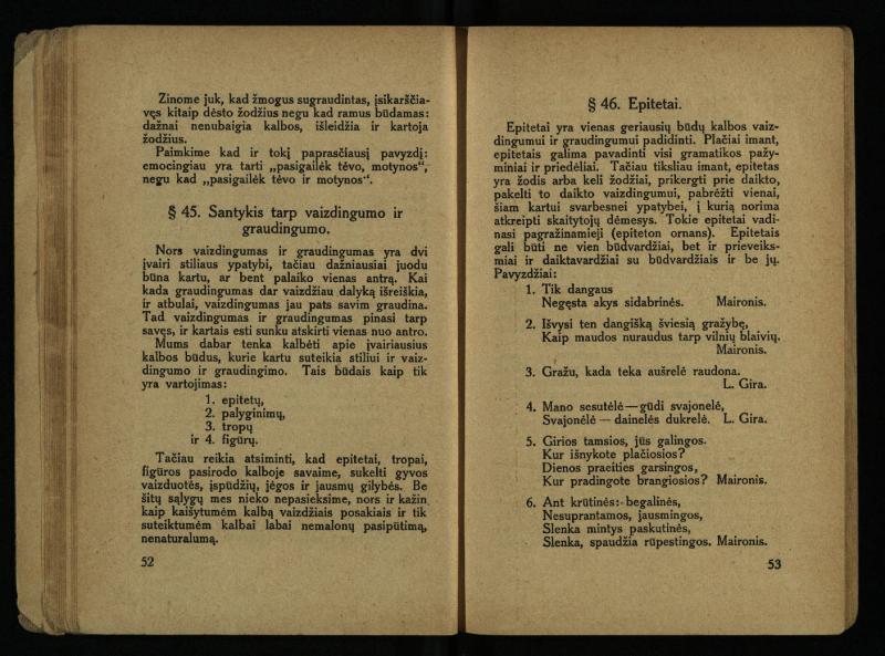 Literatūros teorija : vadovėlis aukštesniosioms mokykloms / K. Bizauskas. – 3 -ias leid. – Kaunas, 1922. – 199 p.