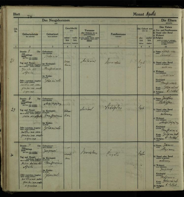 Pumpėnų Romos katalikų parapijos bažnyčios 1916–1921 metų krikšto metrikų knyga