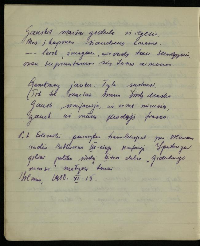 Žurnalisto, literato, vertėjo Kazimiero Pūro kūrybos II sąsiuvinis. Eilėraščiai, 1950 m.