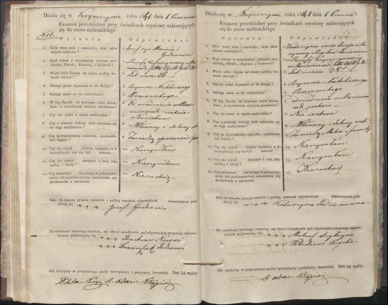 Krinčino Romos katalikų parapijos bažnyčios 1840–1844 metų priešjungtuvinės apklausos knyga