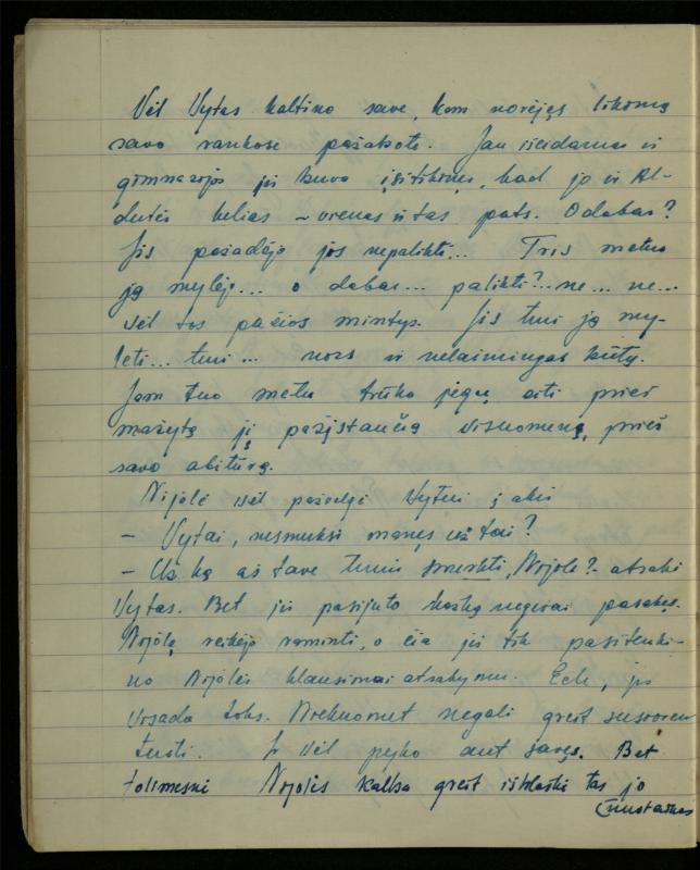 Žurnalisto, literato, vertėjo Kazimiero Pūro kūrybos I sąsiuvinis. Apsakymas (autobiografinė impresija), 1950 m.