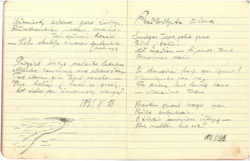 Albino Vaitkaus (Mariaus Katiliškio) eilėraščių sąsiuvinis „Eilėraščiai“. III dal. Žagarė–Katiliškės. 1931.XI.12