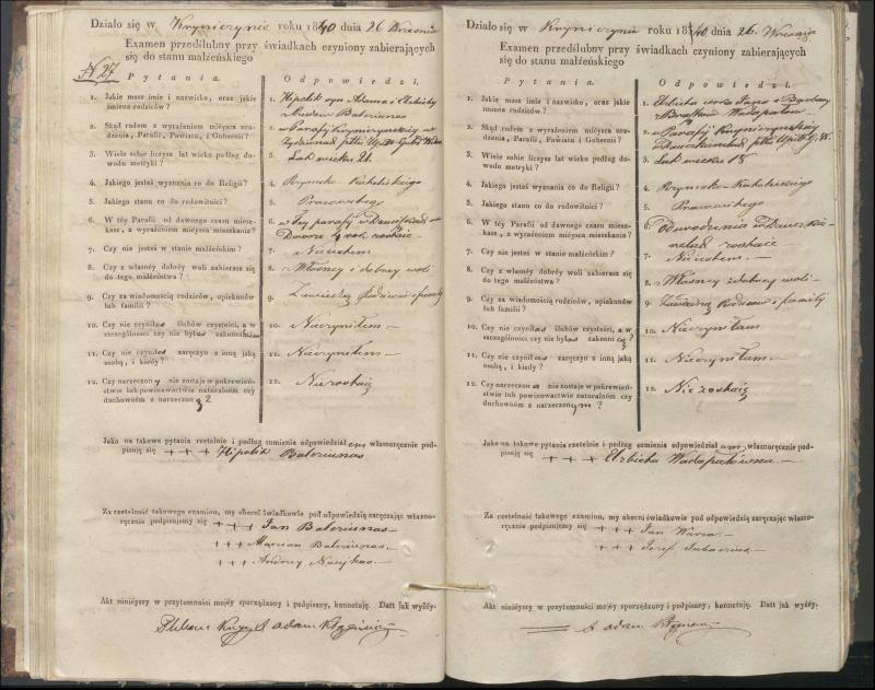 Krinčino Romos katalikų parapijos bažnyčios 1840–1844 metų priešjungtuvinės apklausos knyga