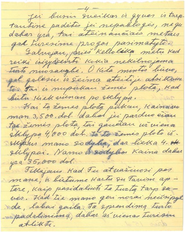 Kazio Balčiūno laiškas žmonai Onai Balčiūnienei. 1971 m. balandžio 28 d.