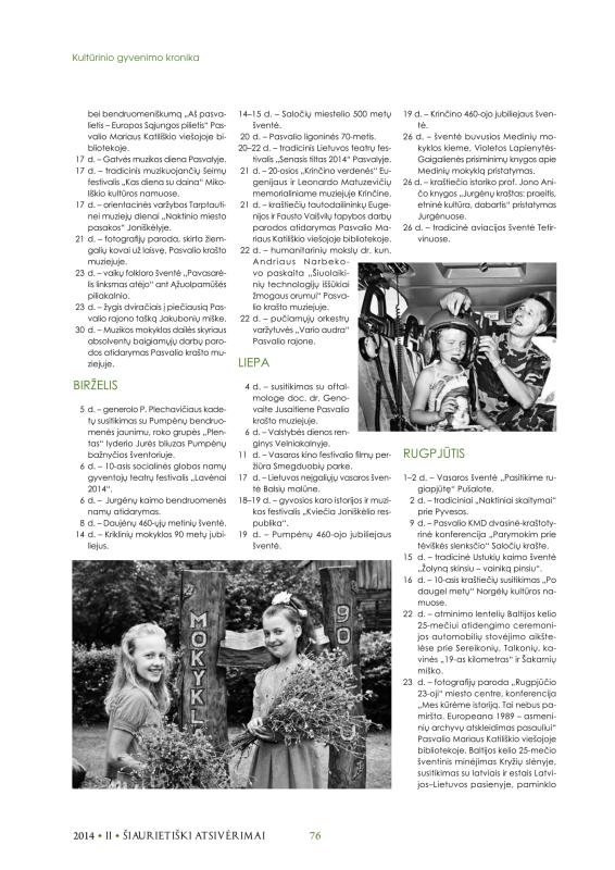Šiaurietiški atsivėrimai : Pasvalio krašto istorijos ir kultūros žurnalas 2014, nr. 2 (37)