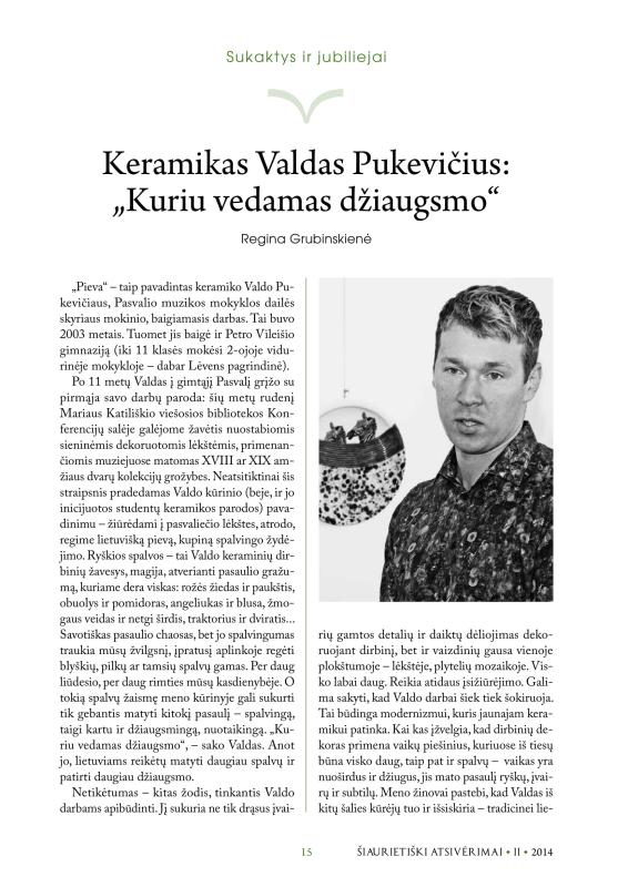 Šiaurietiški atsivėrimai : Pasvalio krašto istorijos ir kultūros žurnalas 2014, nr. 2 (37)