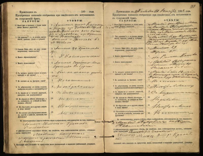 Pasvalio Romos katalikų parapijos bažnyčios 1894–1903 metų priešjungtuvinės apklausos knyga
